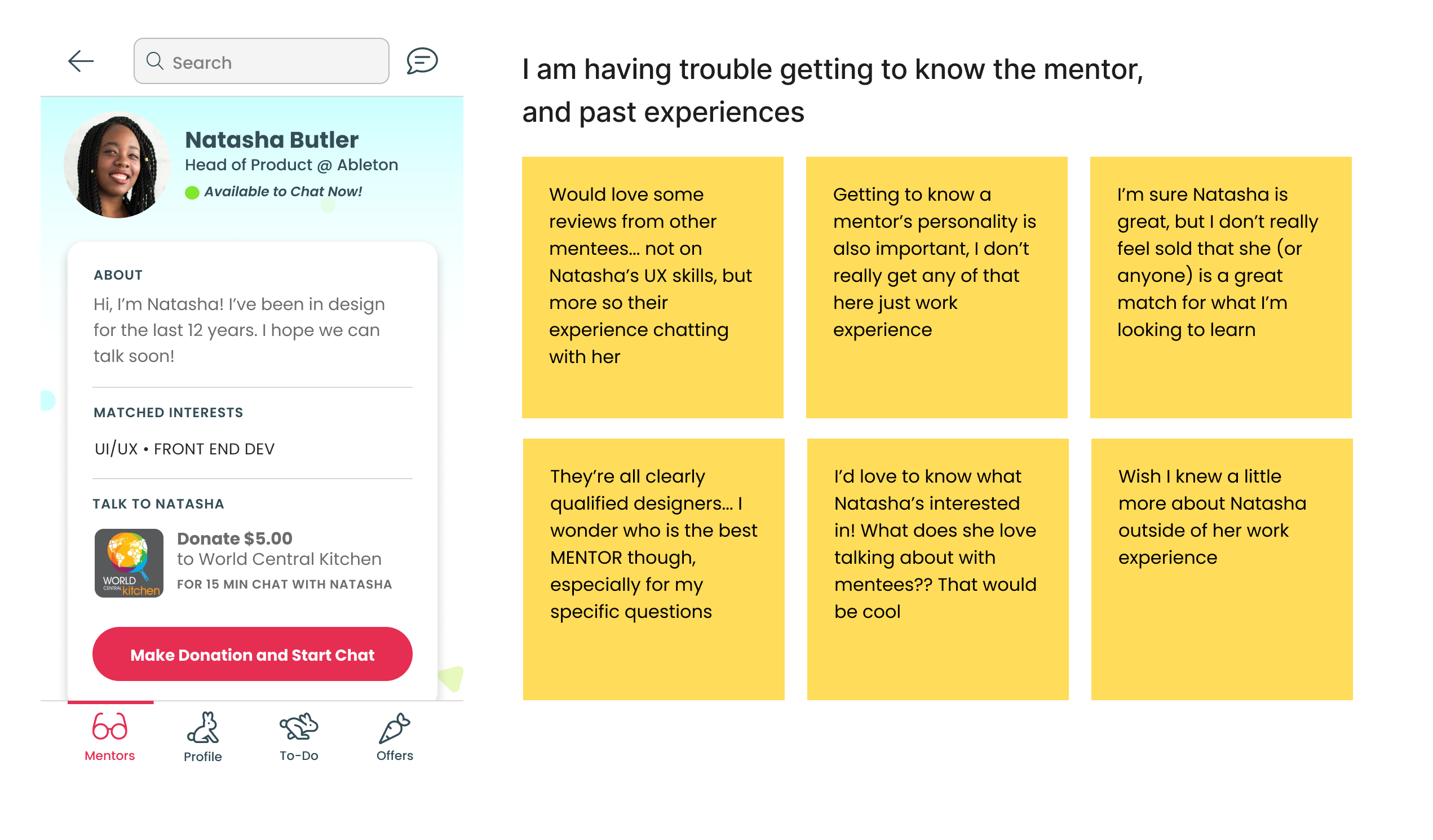 MentorBuddies mobile app ux ui design Affinity Map