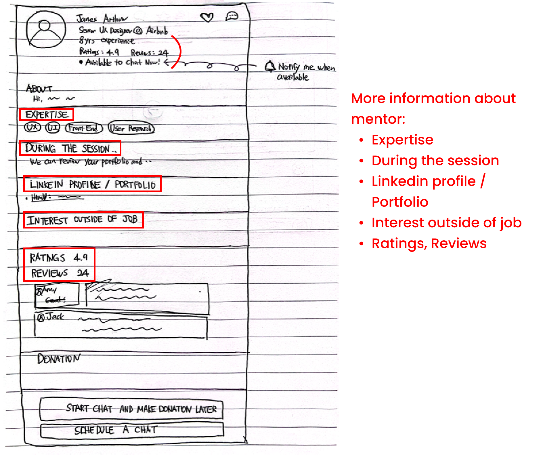 MentorBuddies mobile app ux ui design Wireframe Profile Building